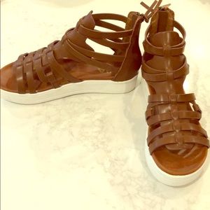 Size 6.5 Women's MIA Elsie Platform Sandal -Cognac